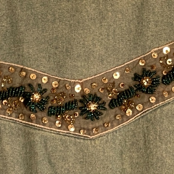 Womans Denim and Sequin SNAP Shirt by Club Z Denim Size 0X - Picture 10 of 12